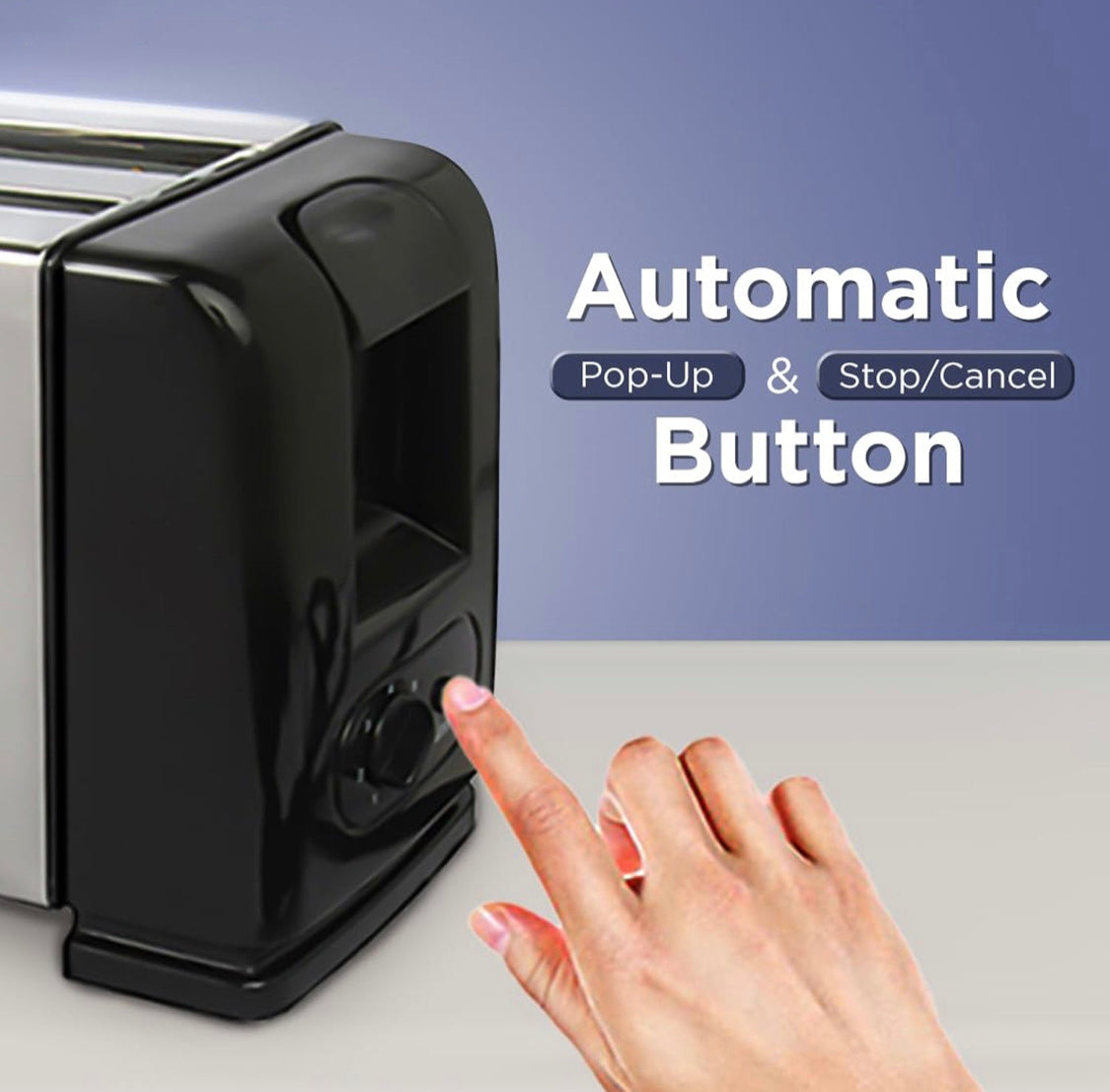 1200W Pop-Up Stainless Steel Bread Toaster for Quick Breakfast, Crisp Toasts, and Easy Operation