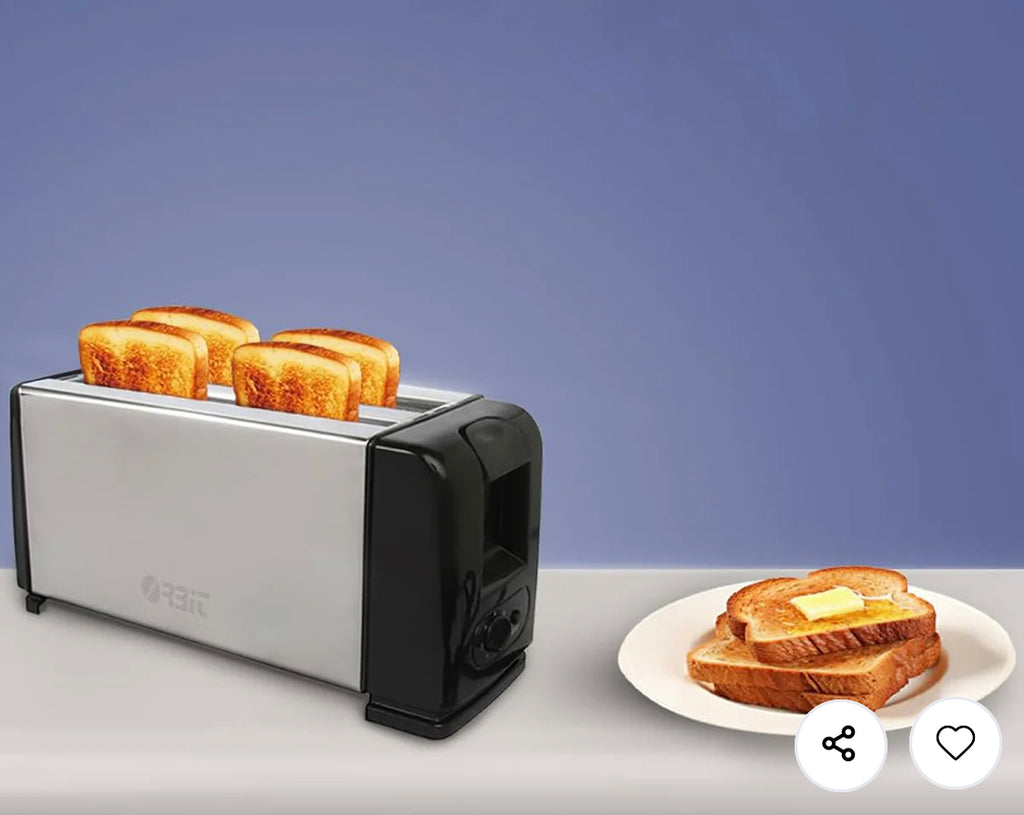 1200W Pop-Up Stainless Steel Bread Toaster for Quick Breakfast, Crisp Toasts, and Easy Operation